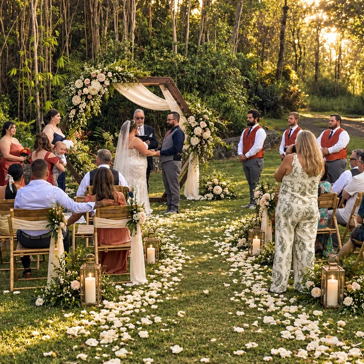 Wedding ceremony at Koa’s photographed from the guest seating